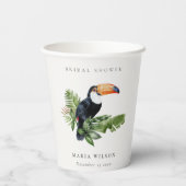 Tropisches Rainforest Toucan Coral Brautparty Pappbecher (Rückseite)