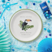 Tropisches Rainforest Toucan Coral Brautparty Pappteller (Party)