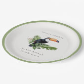 Tropisches Rainforest Toucan Coral Brautparty Pappteller (Schrägansicht)