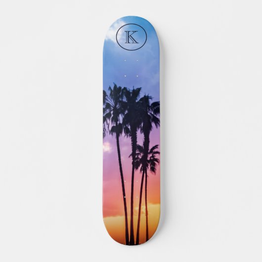 Tropisches Regenbogenfarbenpalmenmuster Skateboard (Vorne)