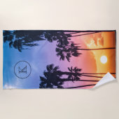Tropisches Regenbogenfarbenpalmenmuster Strandtuch (Vorderseite)