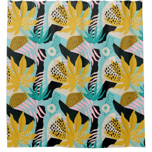 Tropisches Regenwald-Blätter Muster Duschvorhang (Vorderseite)