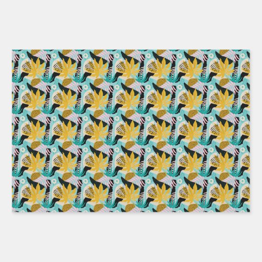 Tropisches Regenwald-Blätter Muster Geschenkpapier Set (Vorderseite 2)