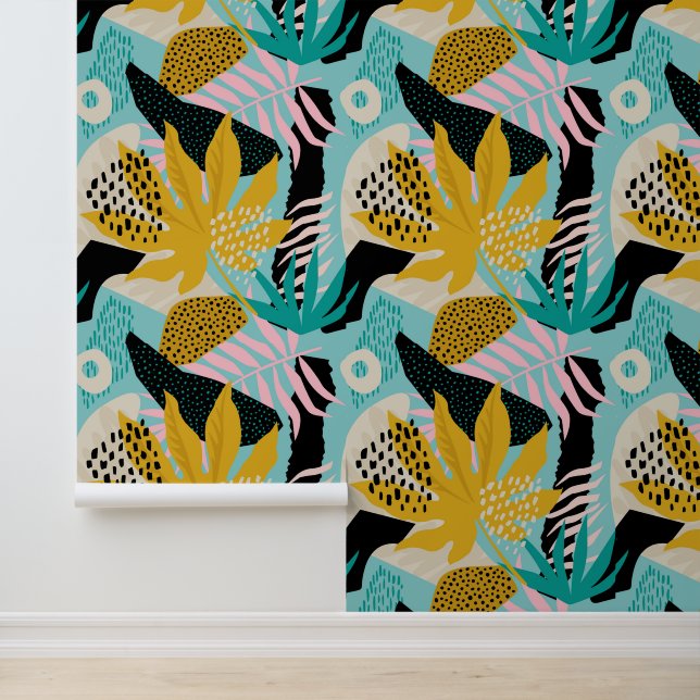 Tropisches Regenwald-Blätter Muster Tapete (Anwendung)