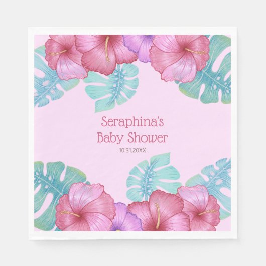 Tropisches Regenwald Hibiskus Blume Kinderdusche Serviette (Vorderseite)