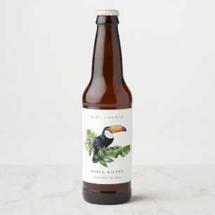 Tropisches Regenwald Toucan Foliage Babydusche Bierflaschenetikett