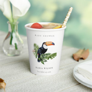 Tropisches Regenwald Toucan Foliage Babydusche Pappbecher