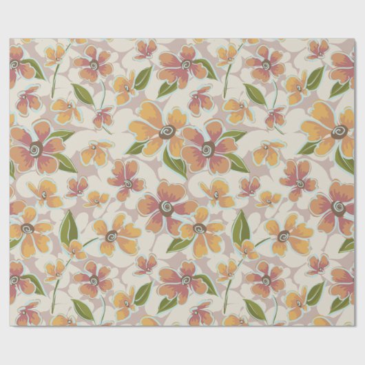 Tropisches Retro-Botanicum Geschenkpapier (Flach)