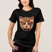 Tropisches Retro-Katze-Design Tri-Blend Shirt (Vorderseite)