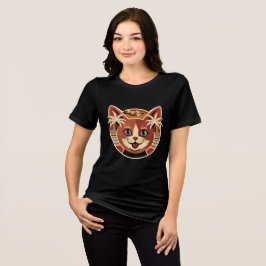 Tropisches Retro-Katze-Design Tri-Blend Shirt