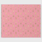 Tropisches rosa Ananas-Muster Geschenkpapier (Flach)