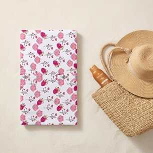 Tropisches rosa Blumenmuster - preppy Sommer Strandtuch