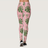 Tropisches rosa Botanisches Monstera-Blätter Muste Leggings (Rückseite)