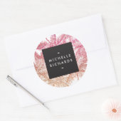 Tropisches Rosa/Bronze-Glitzer Palms Stickers (Umschlag)