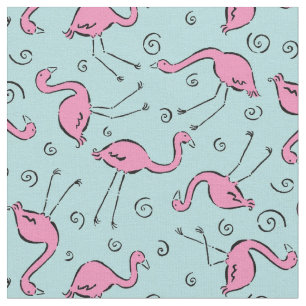 Tropisches rosa Flamingo auf Aqua Blue Pattern Stoff