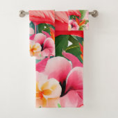 Tropisches Rosa Flamingo Badhandtuch Set (Insitu)
