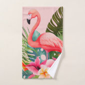 Tropisches Rosa Flamingo Badhandtuch Set (Handtuch)