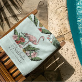 Tropisches rosa Flamingo Blumenmuster Türkis Strandtuch