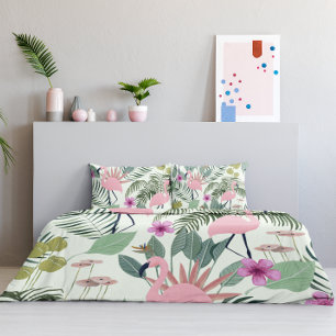 Tropisches rosa Flamingo Grünes Leaf einzigartig Kissenbezug