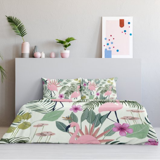 Tropisches rosa Flamingo Grünes Leaf einzigartig Kissenbezug