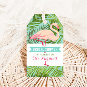 Tropisches Rosa-Flamingo-Hochzeitsdusche-Geschenk Geschenkanhänger