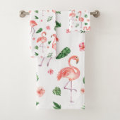 Tropisches rosa Flamingo Muster Badezimmer Badhandtuch Set (Insitu)
