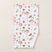 Tropisches rosa Flamingo Muster Badezimmer Badhandtuch Set (Handtuch)