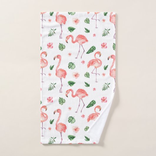 Tropisches rosa Flamingo Muster Badezimmer Badhandtuch Set (Handtuch)