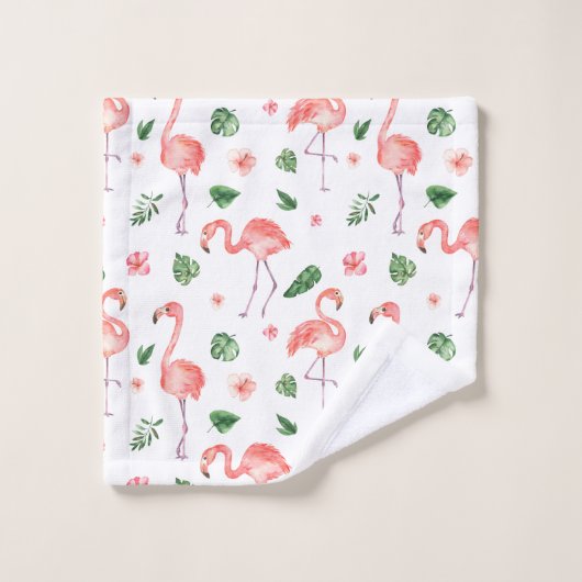 Tropisches rosa Flamingo Muster Badezimmer Badhandtuch Set (Waschlappen)