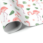 Tropisches rosa Flamingo-Muster Geschenkpapier (Rolleneckpunkt)