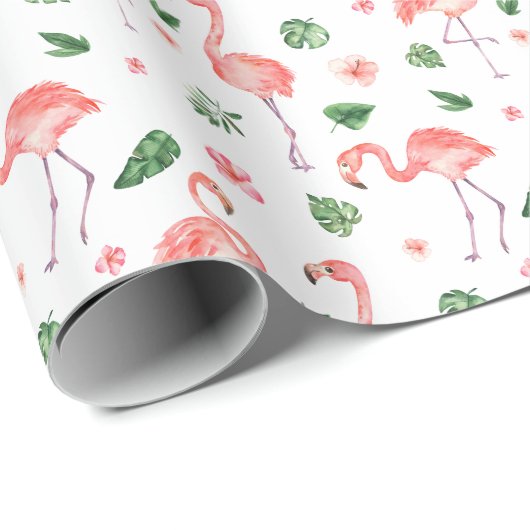 Tropisches rosa Flamingo-Muster Geschenkpapier (Rolleneckpunkt)