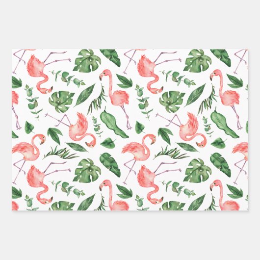 Tropisches rosa Flamingo-Muster Geschenkpapier Set (Vorderseite 3)