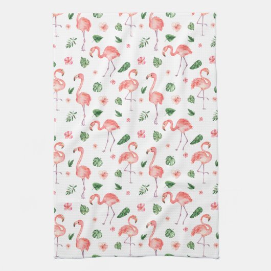 Tropisches rosa Flamingo-Muster Geschirrtuch (Vertikal)