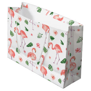 Tropisches rosa Flamingo-Muster Große Geschenktüte