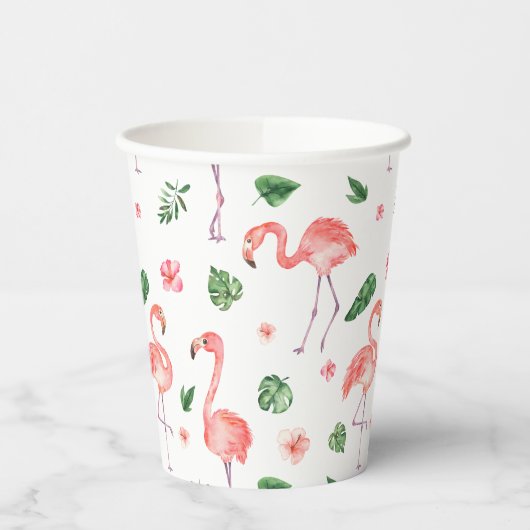 Tropisches rosa Flamingo-Muster Pappbecher (Links)
