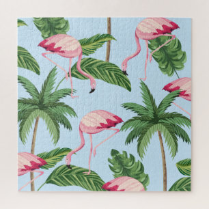 Tropisches rosa Flamingo-Muster Puzzle