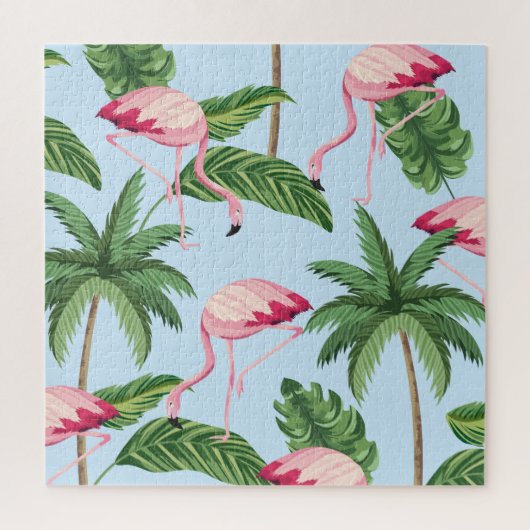Tropisches rosa Flamingo-Muster Puzzle (Vertikal)