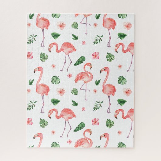 Tropisches rosa Flamingo-Muster Puzzle (Vertikal)