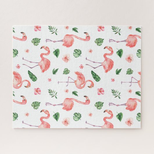 Tropisches rosa Flamingo-Muster Puzzle (Horizontal)