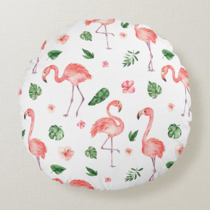 Tropisches rosa Flamingo-Muster Rundes Kissen