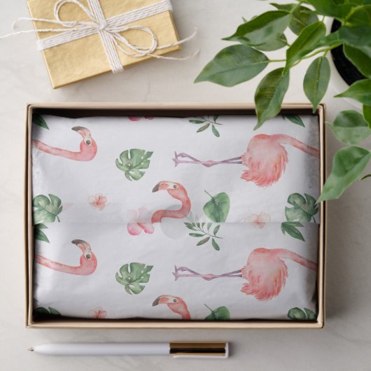 Tropisches rosa Flamingo-Muster Seidenpapier (Geschenk)