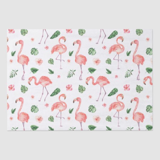 Tropisches rosa Flamingo-Muster Seidenpapier (Vorderseite)