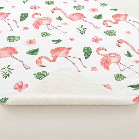 Tropisches rosa Flamingo-Muster Sherpadecke (3/4)