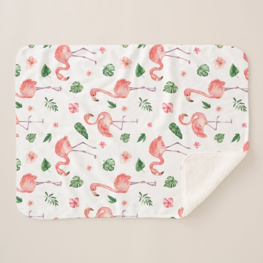Tropisches rosa Flamingo-Muster Sherpadecke (Vorderseite (Horizontal))