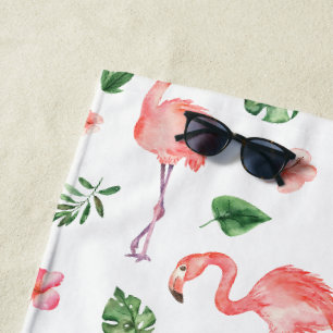 Tropisches rosa Flamingo-Muster Strandtuch