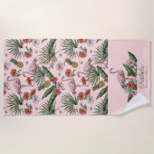 Tropisches rosa Flamingo-Muster Strandtuch (Vorderseite)