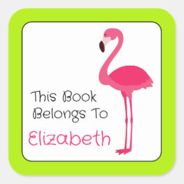 Tropisches rosa Flamingo Personalisiertes Buchzeic Quadratischer Aufkleber