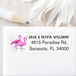 Tropisches, rosa Flamingo-Rücksendeadresse-Label