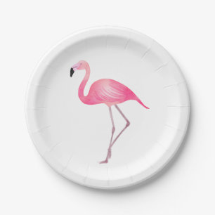 Tropisches rosa Flamingo Sommerstrand Pappteller