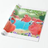 Tropisches rosa Flamingo-Vogel-Packpapier Geschenkpapier (Ungerollt)